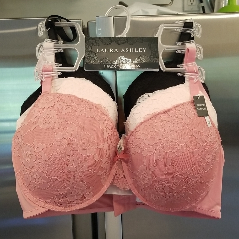 💕LAURA ASHLEY💕 Lace T-Shirt Bras (3Pk) 42D NWT